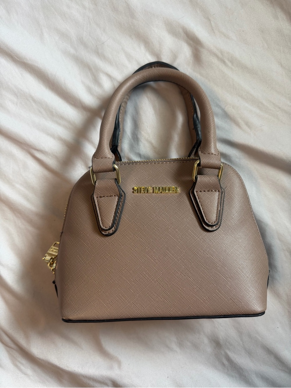 Steve Madden Taupe Mini Dome Satchel with Gold Hardware